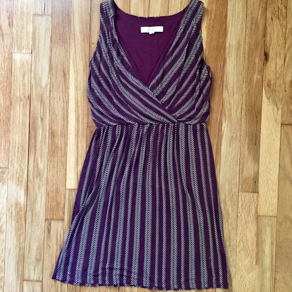 LOFT Purple & White Patterned Sleeveless Dress XS - Picture 3 of 6